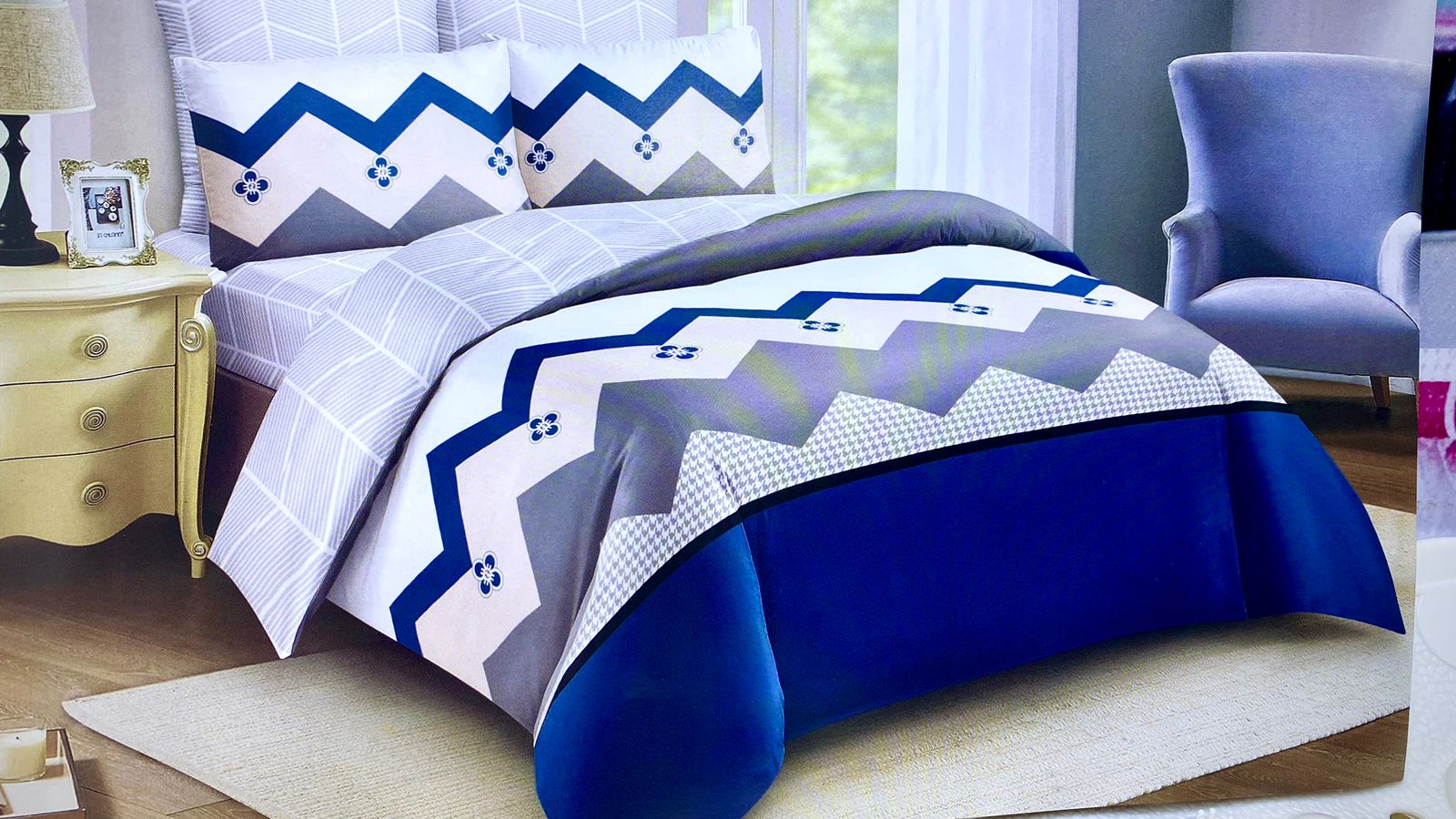 🤑4pc Unique Premium Binded Duvet 5*6, 100% Cotton(1 Duvet, 1 Bedsheet& 2 Pillowcases)🎇Premium Quality Material – Made from 100% cotton, ensuring breathability, softness, and long-lasting durability.