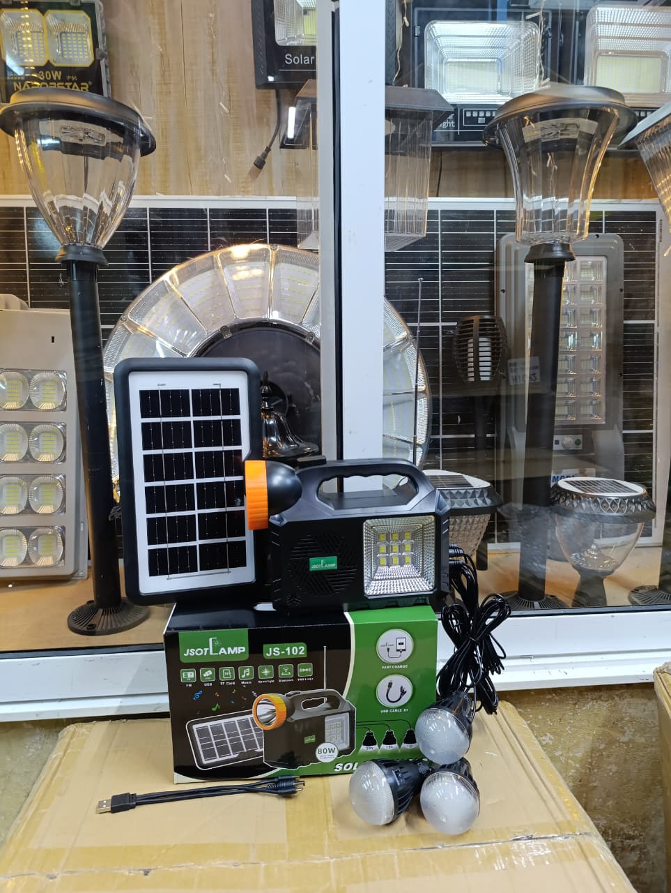 ☀️GDTIMES Solar Lighting System with FM radio, Bluetooth speaker, 3 light bulb, and solar panel🦋illuminating device is a must have during blackouts and emergency situations.No longer do you have to r