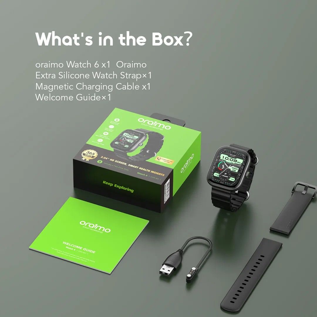 NEW PRODUCT 🔥
Oraimo Watch 6 OSW-807 2.04" TFT IP68 Smart watch includes a Free Extra strap😶‍🌫️features to keep you connected and healthy. Designed for both men and women, this smartwatch tracks yo