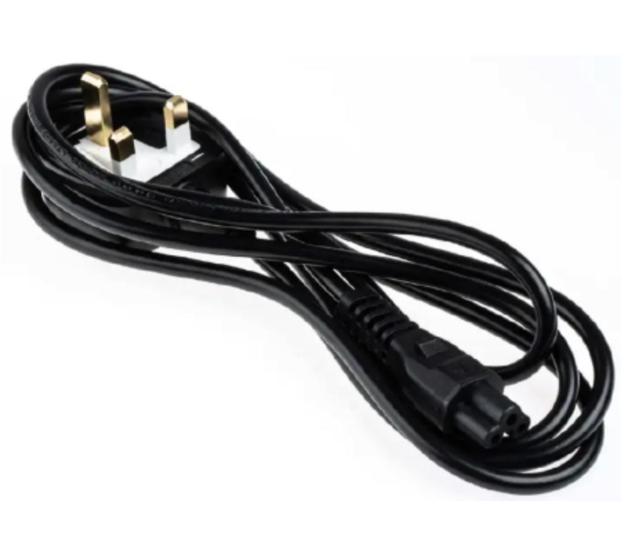 Laptop C5 Cloverleaf 3 pin UK type power cord for laptops and computers chargers. HP, Lenovo,Acer, Samsung,Dell, Toshiba