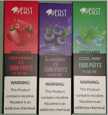 Beast High Capacity Ice Flavour Vape Pen 1500 Puffs - Ready To Puff And Go Electronic Cigarette Smoke Smoking Random 1500Puffs