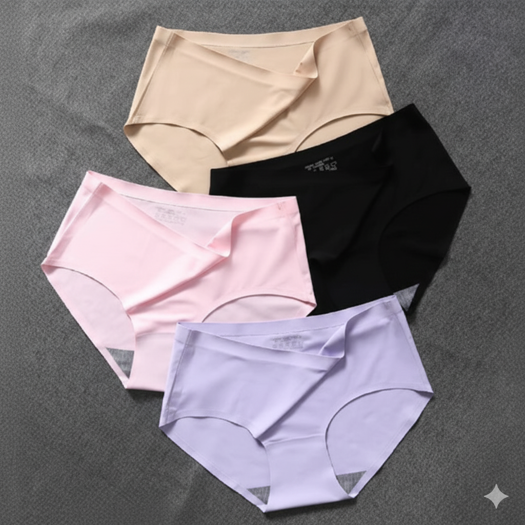 Womens 4PC colors random  Silk Seamless Underwear Invisible Panties Lingerie Brief Gift for Girlfriend Wife