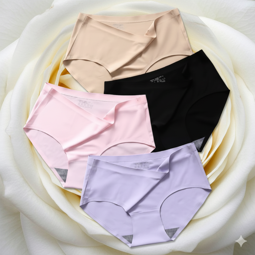 Womens 4PC colors random  Silk Seamless Underwear Invisible Panties Lingerie Brief Gift for Girlfriend Wife