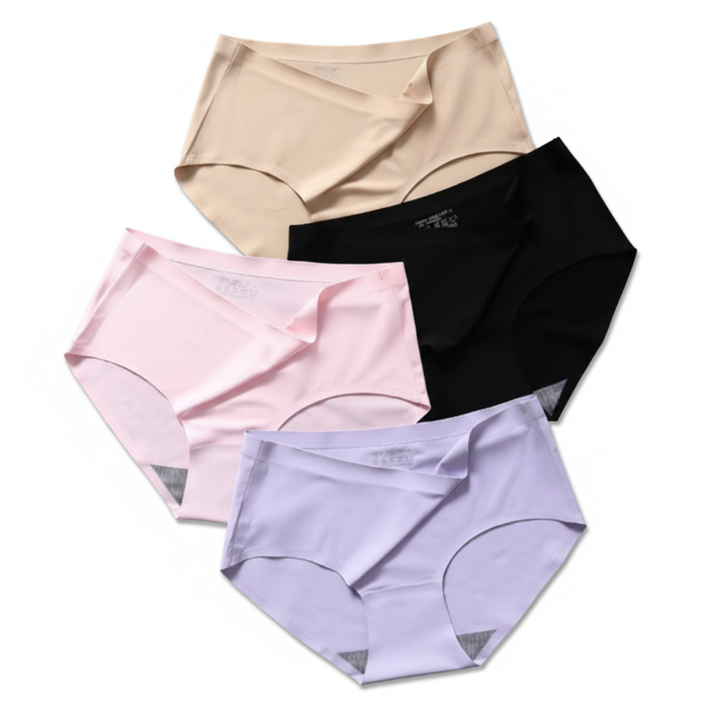 Womens 4PC colors random  Silk Seamless Underwear Invisible Panties Lingerie Brief Gift for Girlfriend Wife