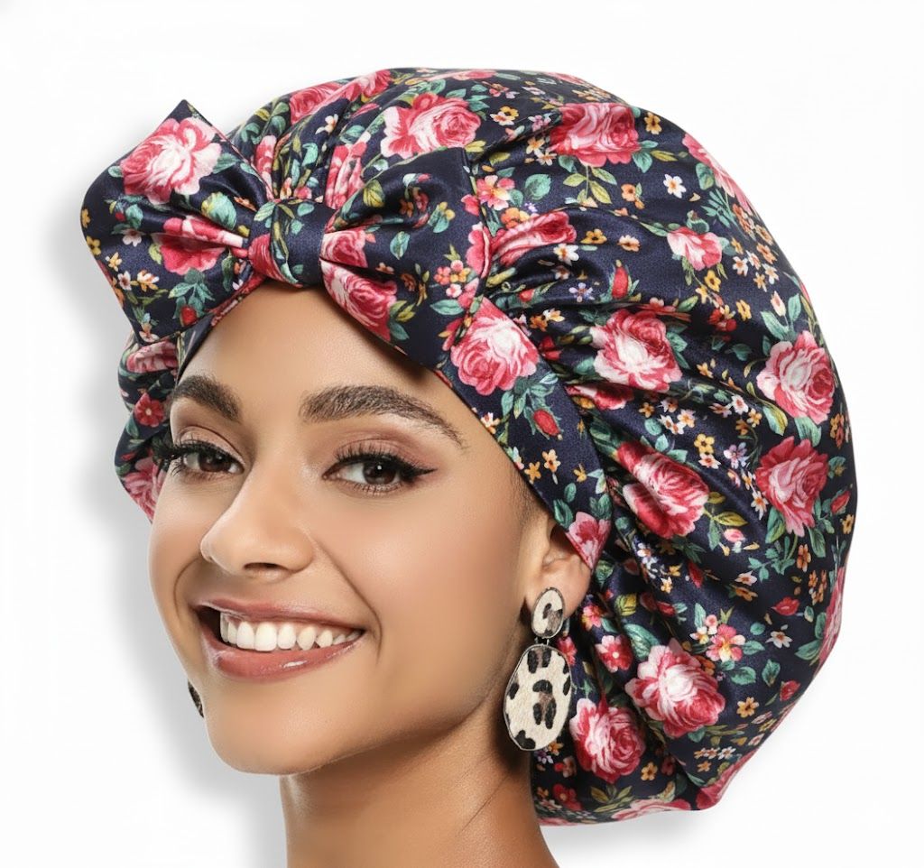New Large Satin Bonnet Silk Satin Hair Bonnet For Sleeping Night Cap With Stretchy Tie Band Edge Scarf Wrap For Braid Hair