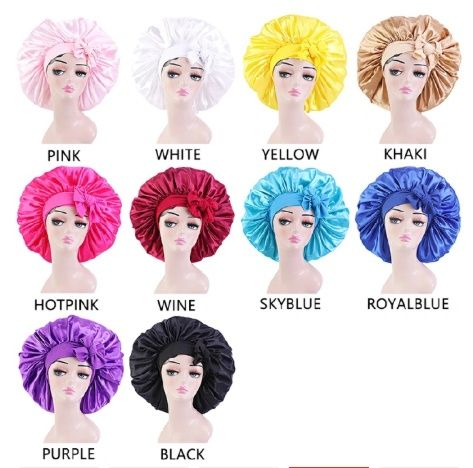 New Large Satin Bonnet Silk Satin Hair Bonnet For Sleeping Night Cap With Stretchy Tie Band Edge Scarf Wrap For Braid Hair