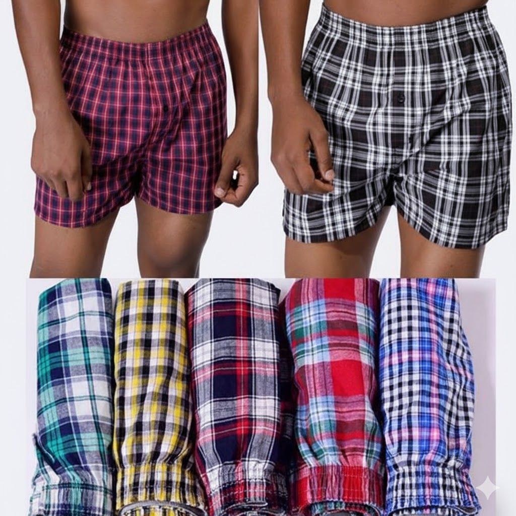 6PCs Quality Cotton Men's Checked Boxer Short