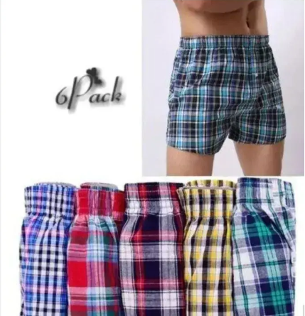 6PCS Premium Pure Cotton Men’s Checked Boxers – Adult size ,Ultra-Soft, Breathable Plaid Underwear for Everyday Comfort