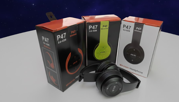 P47 Wireless Bluetooth Headphones – Super Bass, Foldable Sports Design, TF Card Support, Compatible with iOS & Android