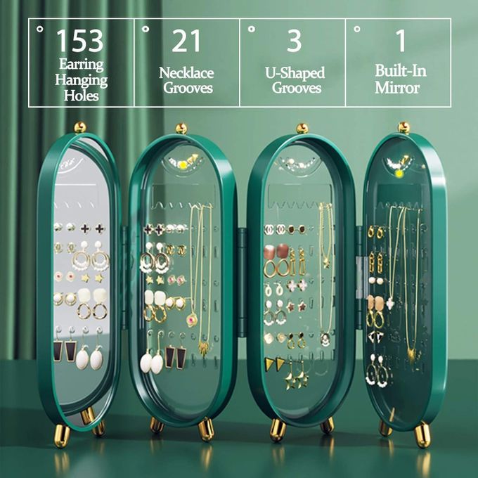 Foldable 4-Layer Jewelry Organizer Box with Mirror – Earring & Necklace Holder (153 Holes) 💎
Keep your jewelry neat, protected, and easy to access.ideal for women and girls at home or while traveling