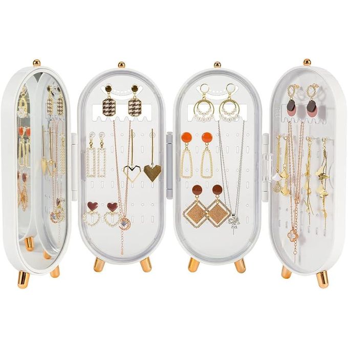 Foldable 4-Layer Jewelry Organizer Box with Mirror – Earring & Necklace Holder (153 Holes) 💎
Keep your jewelry neat, protected, and easy to access.ideal for women and girls at home or while traveling