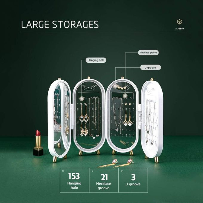 Foldable 4-Layer Jewelry Organizer Box with Mirror – Earring & Necklace Holder (153 Holes) 💎
Keep your jewelry neat, protected, and easy to access.ideal for women and girls at home or while traveling