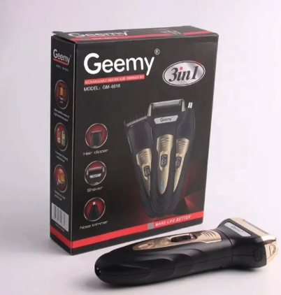 Geemy 3-in-1 Professional Barber Clipper & Shaver – Rechargeable Hair Cutting Machine for Kinyozi Use/BEST Rechargeable Smoother Hair Shaving Machine