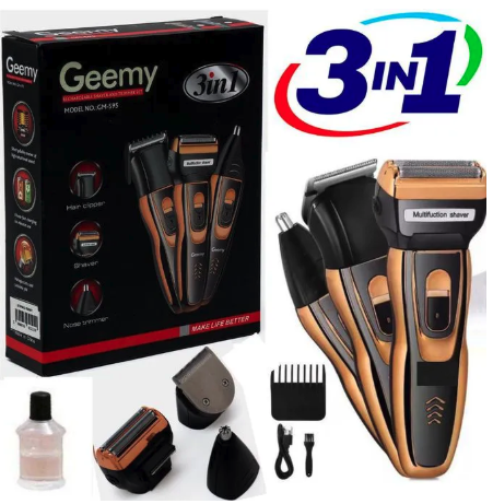 Geemy 3-in-1 Professional Barber Clipper & Shaver – Rechargeable Hair Cutting Machine for Kinyozi Use/BEST Rechargeable Smoother Hair Shaving Machine