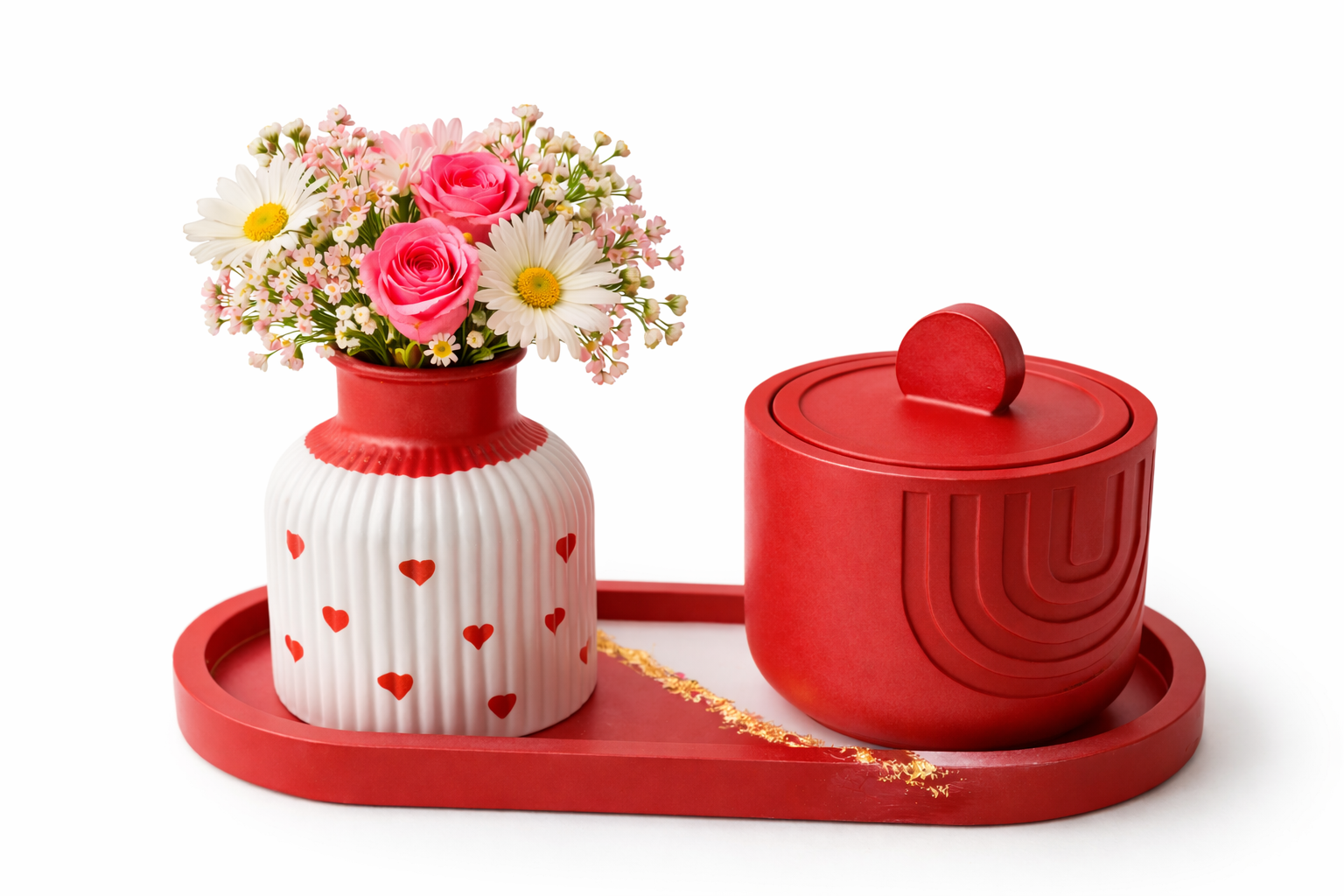 4pcs Interior multi purpose home decors - Multi purpose storage dish +lid + jewelry tray +Small flower vase Household Atmosphere.Can be used to improve your interior design.Hand with a lot of care.