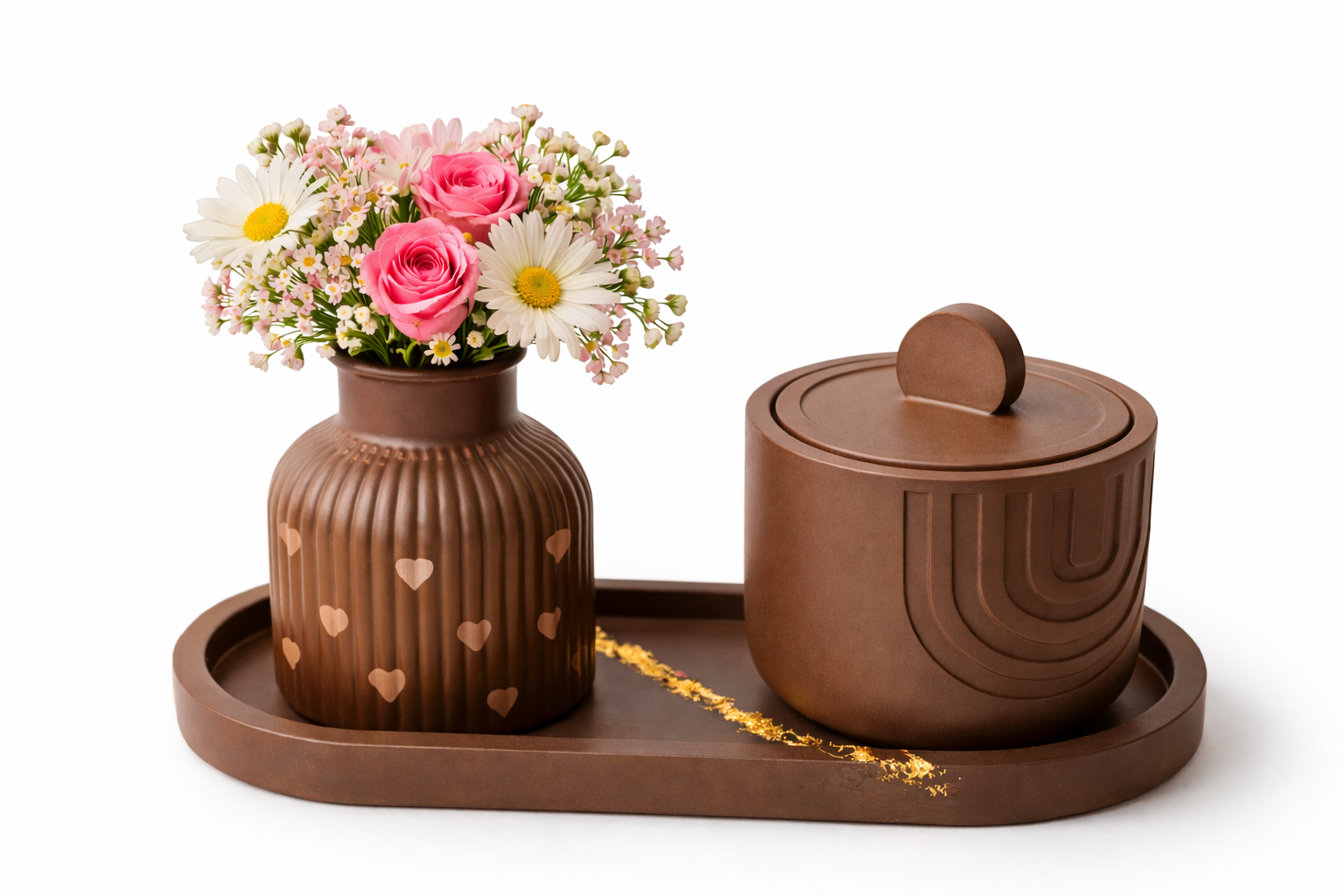 4pcs Interior multi purpose home decors - Multi purpose storage dish +lid + jewelry tray +Small flower vase Household Atmosphere.Can be used to improve your interior design.Hand with a lot of care.