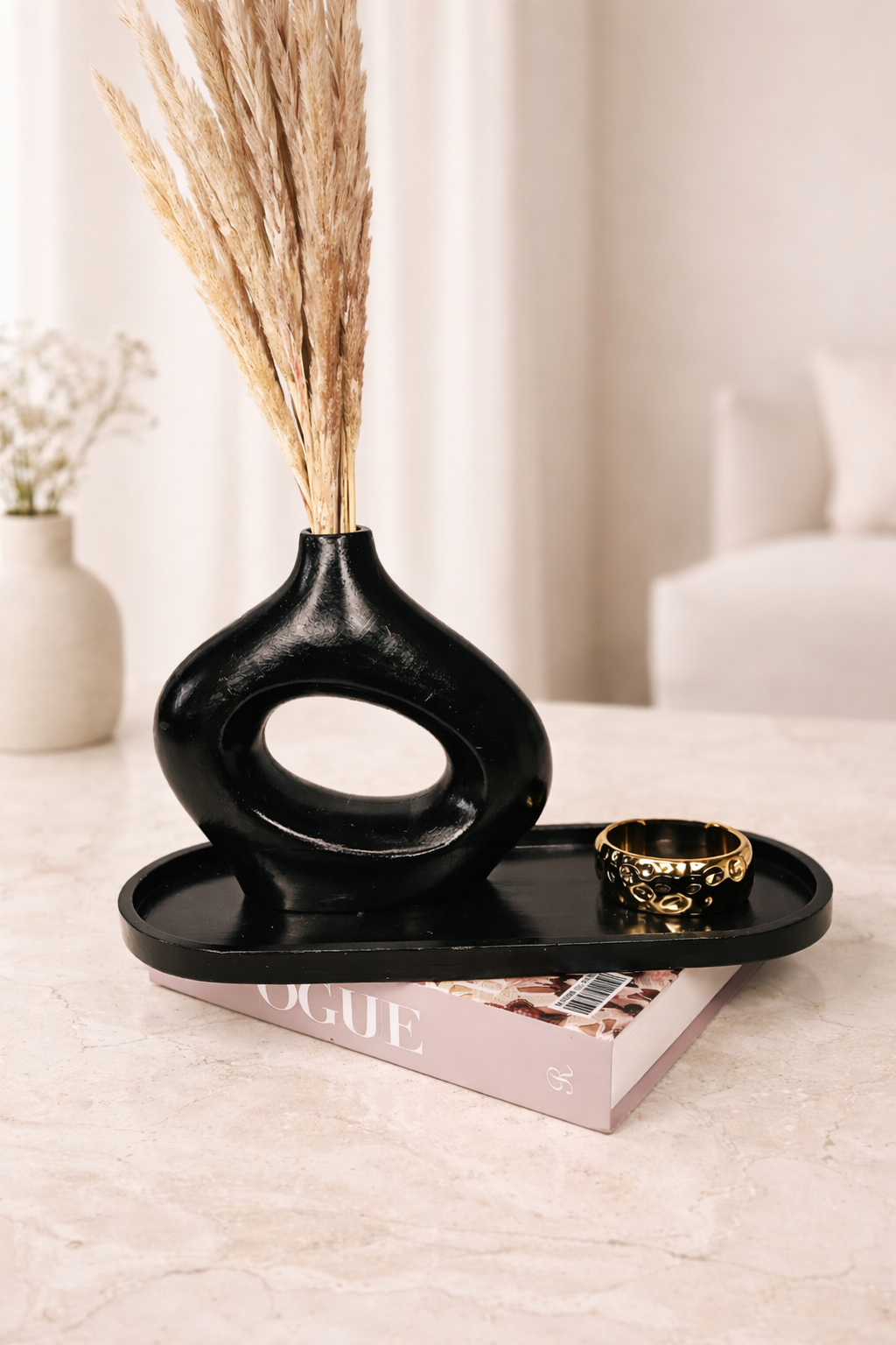 HOT BLACK DEAL!!2PC Modern Hollow Decorative Flower Vase +Big oval tray home Decor, Ideal artificial flowers, Perfect for home, office, or gift purposes