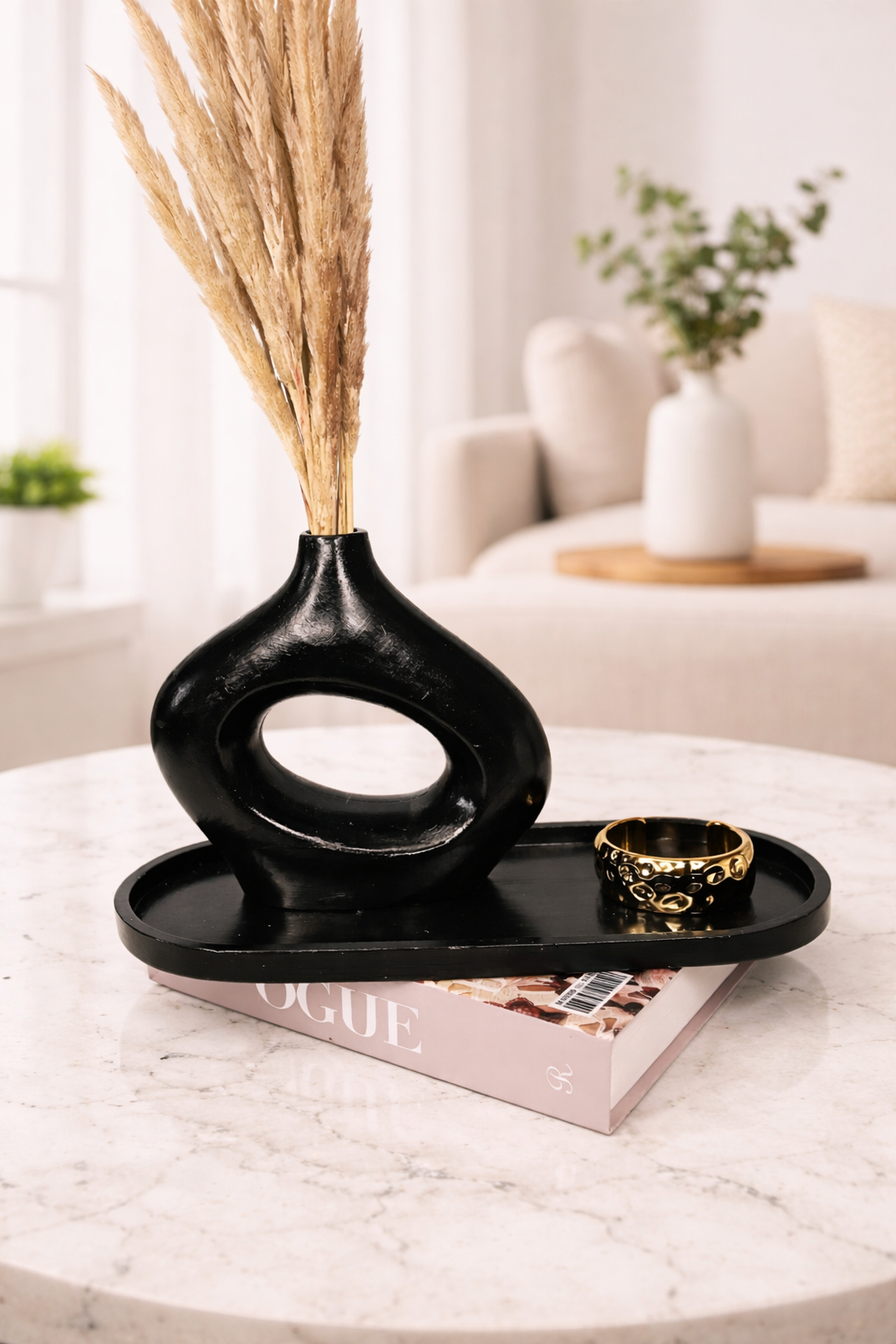 HOT BLACK DEAL!!2PC Modern Hollow Decorative Flower Vase +Big oval tray home Decor, Ideal artificial flowers, Perfect for home, office, or gift purposes