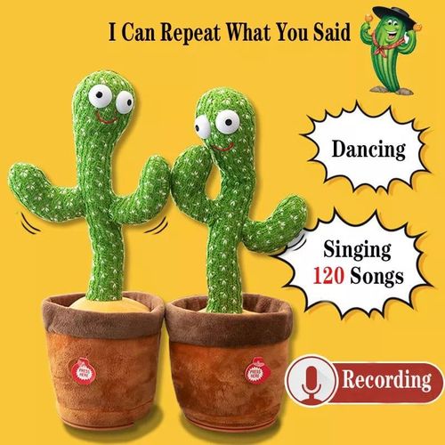 Dancing Cactus Baby Talking Repeats What You Say Boy Toys, Mimicking Toy with LED English Sing 15 Second Voice Recorder Musical