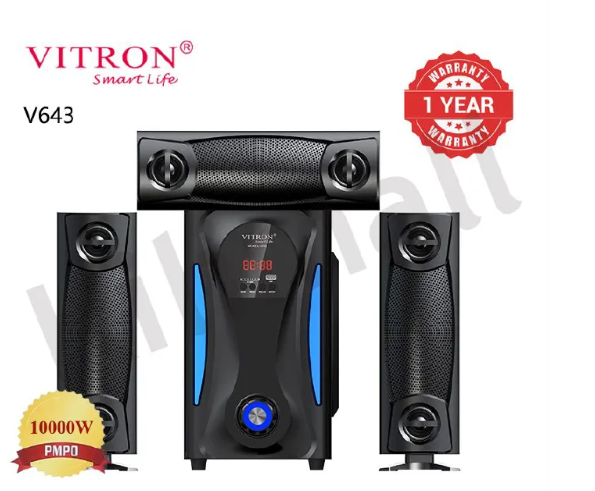 Vitron 3.1CH X-Bass Home Theatre System with Remote Control V635 Bluetooth Woofer Speaker System Subwoofer Home Audilo System USB SD MP3 FM Radio 10000W