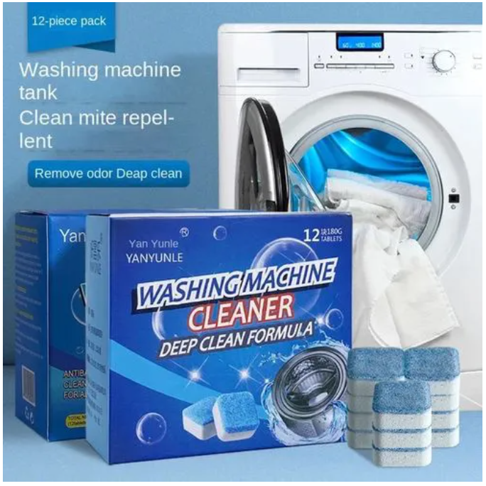 12PCS Washing Machine Cleaning Tablets,Deep Clean, Odor Remover & Limescale Descaler for Front & Top Load Washers