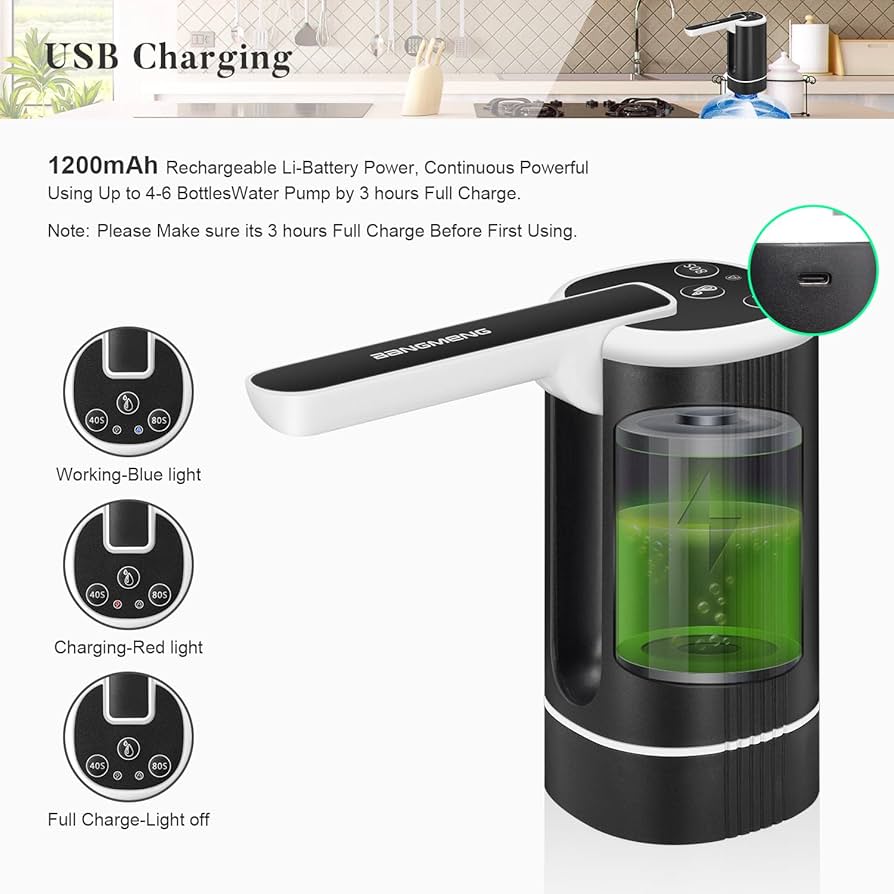 Rechargeable Foldable Spout Automatic Water Dispenser – Portable & Easy-to-Use
This automatic water dispenser makes it easy to pour water from large bottles with just one touch