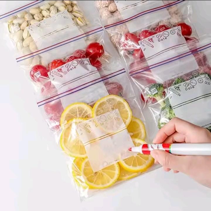 Reusable Silicone Ziplock Fridge Bags – Eco-Friendly Food Storage, Capacity: 1litre (25 pieces )/Capacity: 2 litres (15 pieces) to Store food safely and keep it fresh for longer!