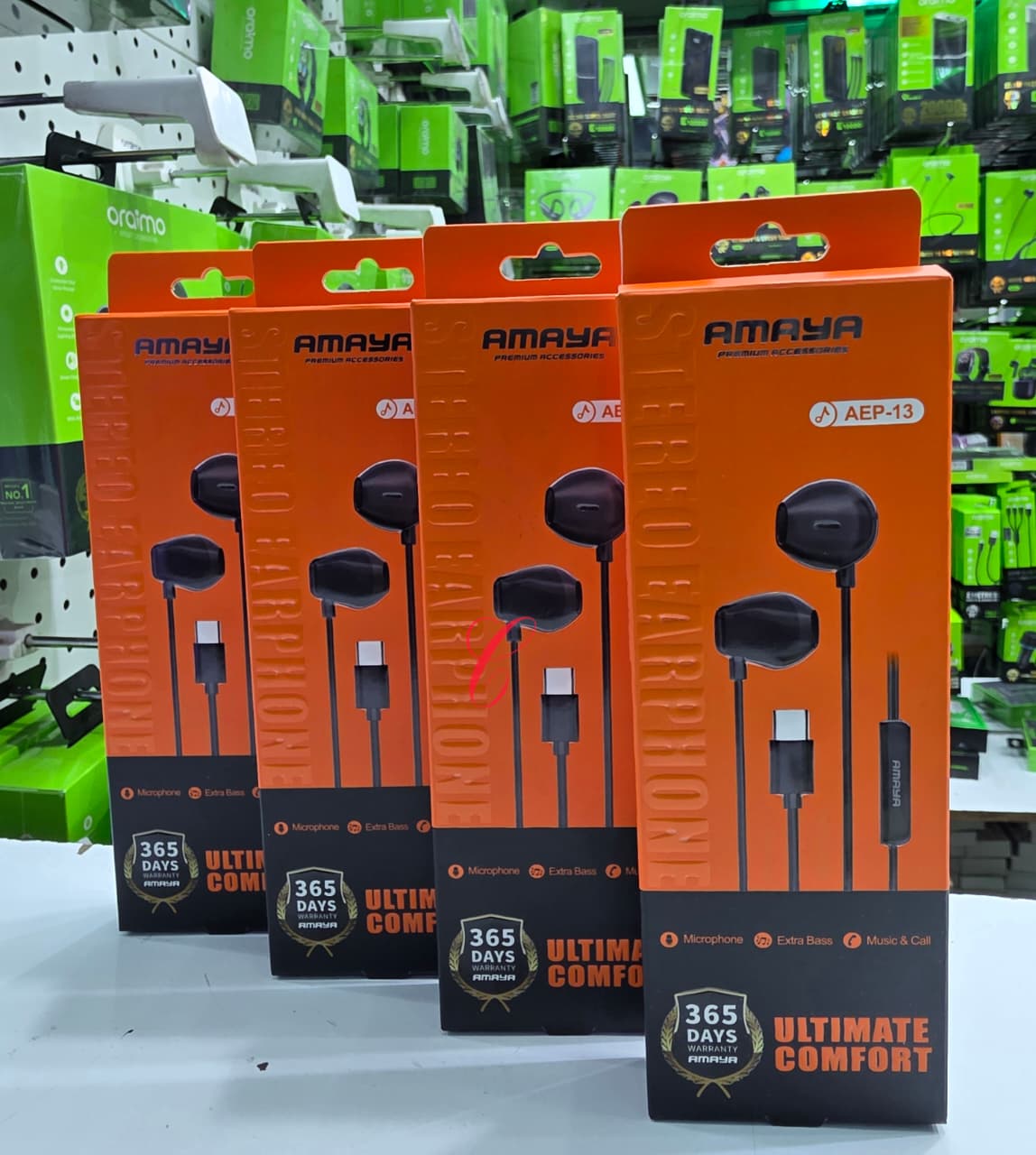 Amaya AEP-13 Type-C Earphones Clear Bass Sound | Built-in Microphone | Noise-Isolating Wired Headphones. Powerful bass, clear vocals, and an in-line microphone.