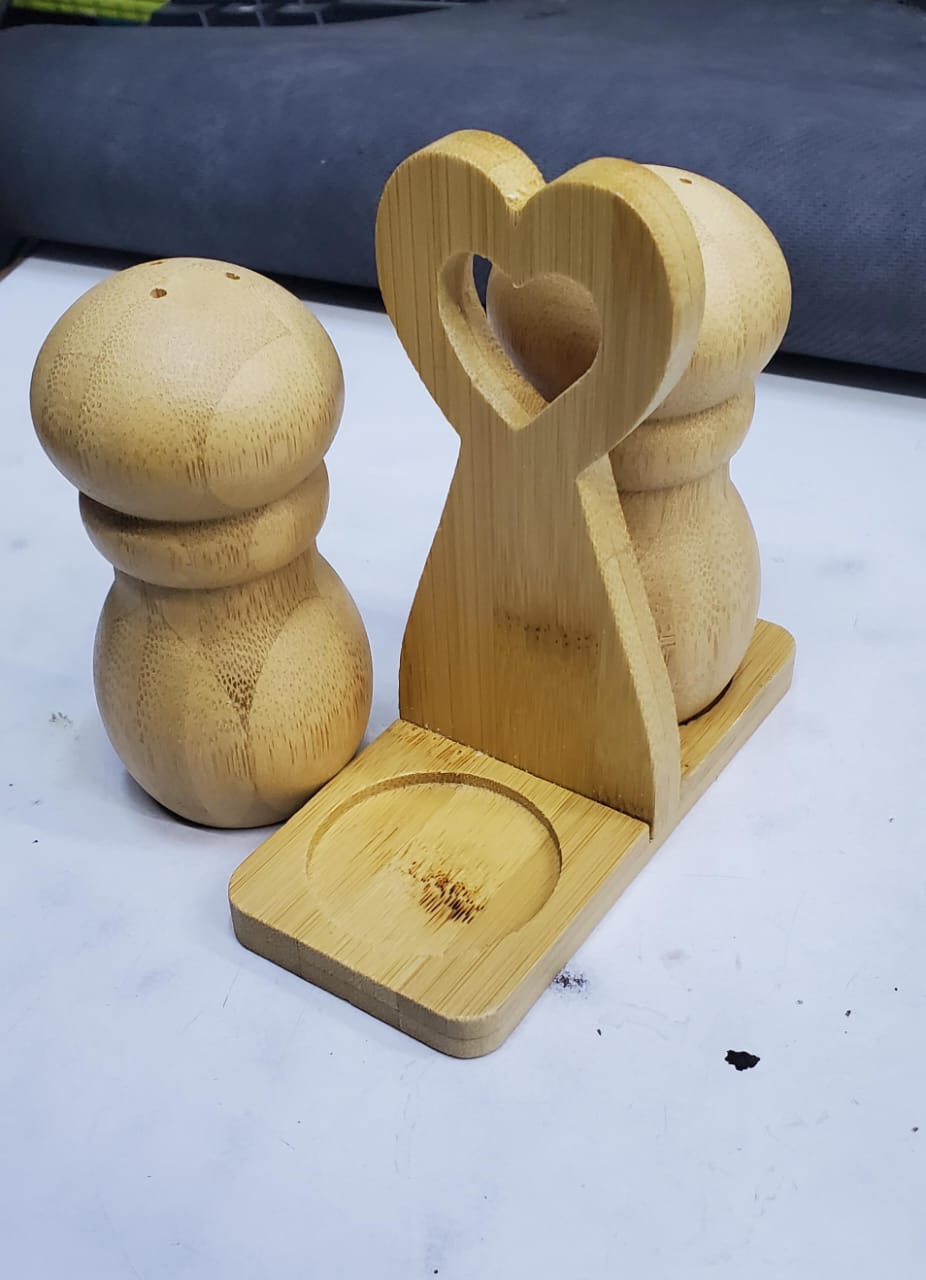 Salt and Pepper Shaker Set with Bamboo Stand – Durable, Stylish Kitchen Table Organizer, Easy-to-Use Seasoning Dispensers, Space-Saving, Ideal for Home, Dining, Restaurant, or Office Use
