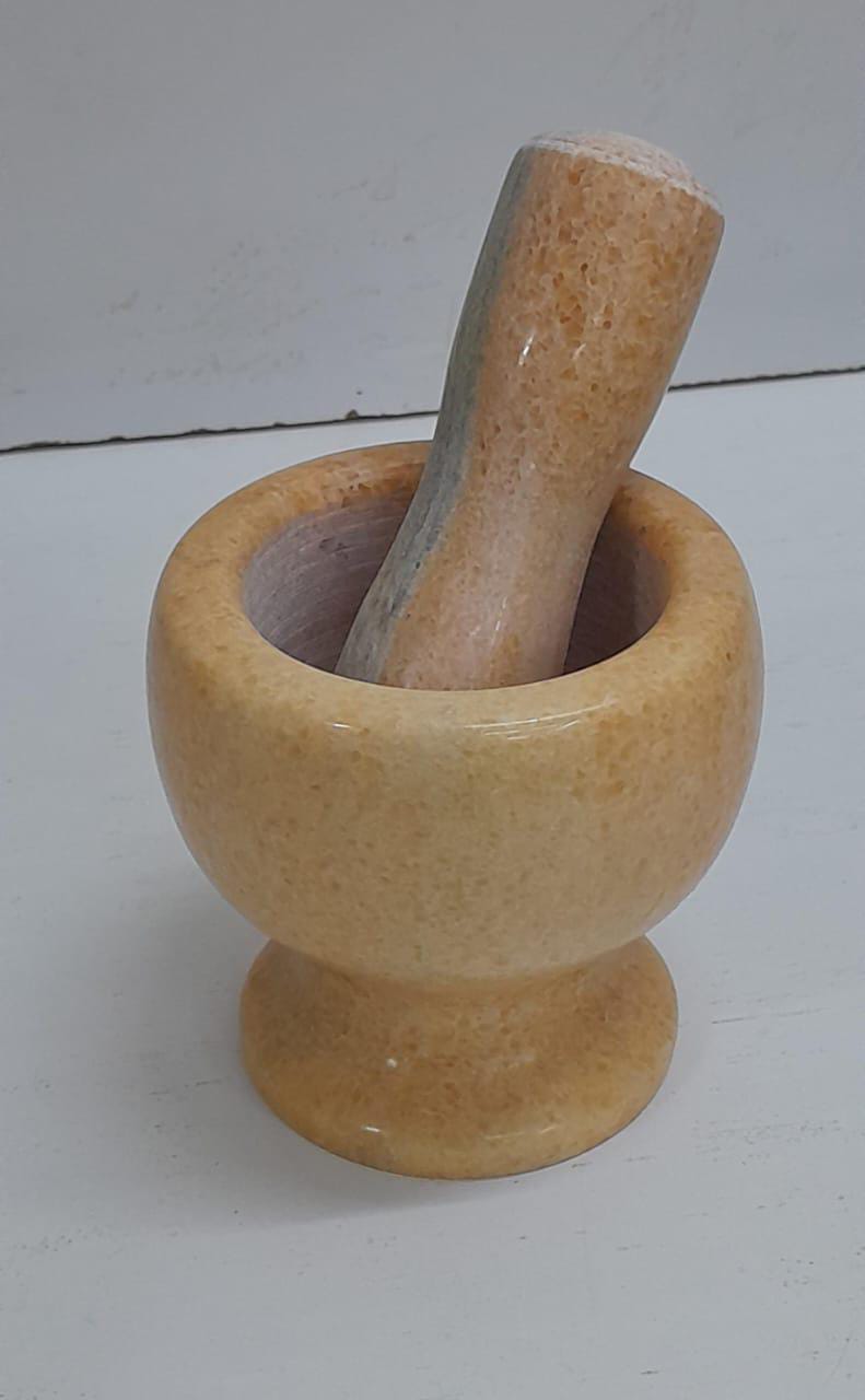 Manual Stone Grinder Mortar and Pestle – 2kg Durable Stone, Efficient Grinding and Crushing Tool, Brown & White Colors, Perfect for Spices, Herbs, Grains, Kitchen, Traditional Cooking