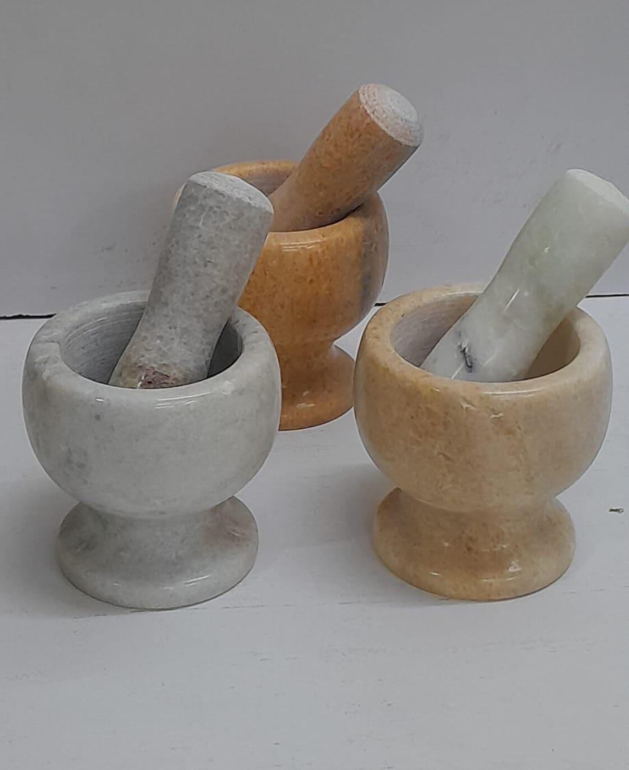 Manual Stone Grinder Mortar and Pestle – 2kg Durable Stone, Efficient Grinding and Crushing Tool, Brown & White Colors, Perfect for Spices, Herbs, Grains, Kitchen, Traditional Cooking