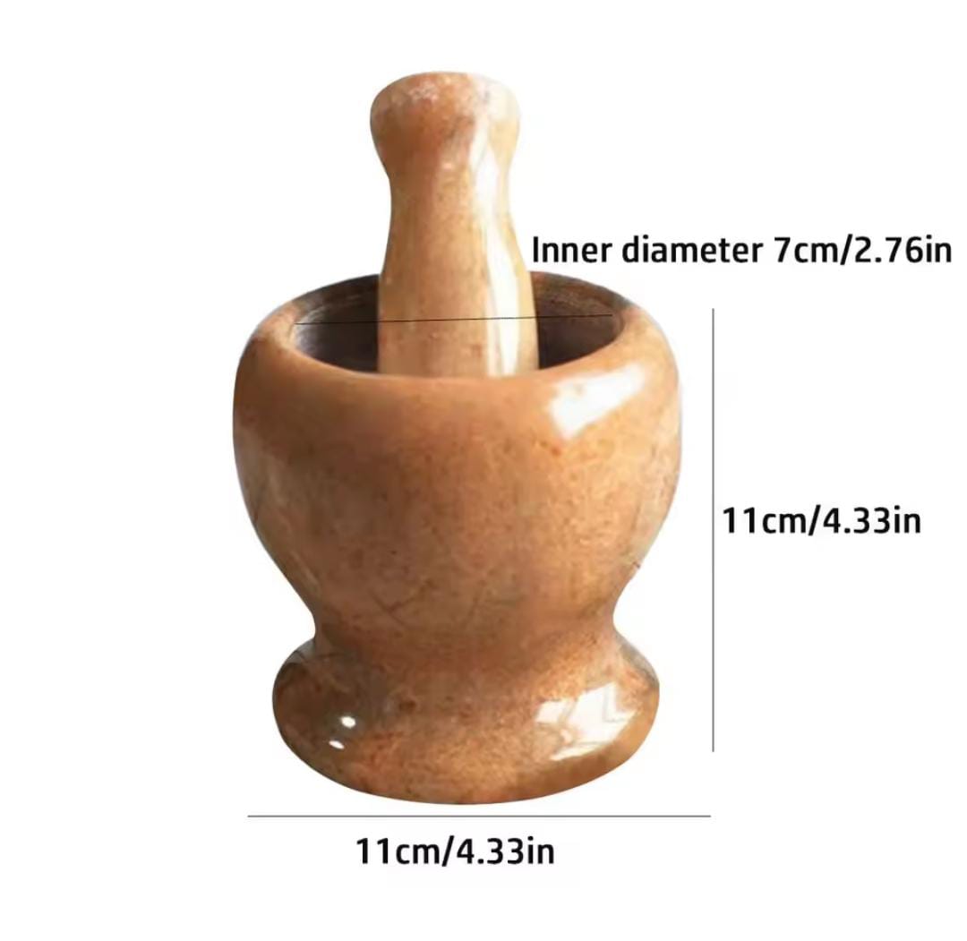 Manual Stone Grinder Mortar and Pestle – 2kg Durable Stone, Efficient Grinding and Crushing Tool, Brown & White Colors, Perfect for Spices, Herbs, Grains, Kitchen, Traditional Cooking