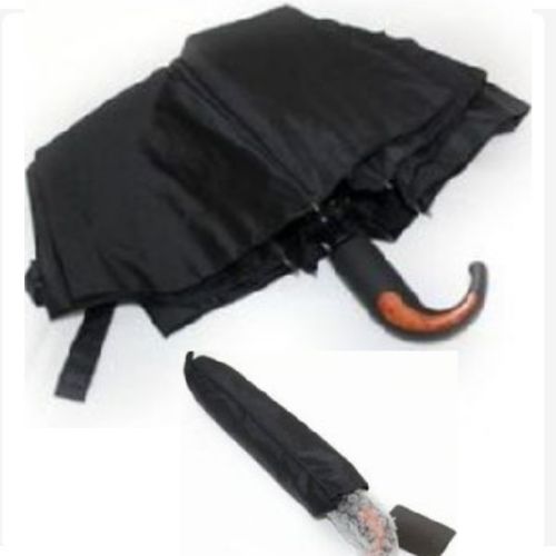 Curved Handle Umbrella – Wind-Resistant Folding Rain Umbrella with Durable Ribs, Classic Wooden Handle, Lightweight and Portable, Travel-Ready, Stylish and Elegant Design, Heavy Rain Protection, Every