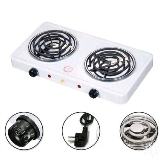 Generic Electric Tabletop Double Hotplate Coil Cooker White one size