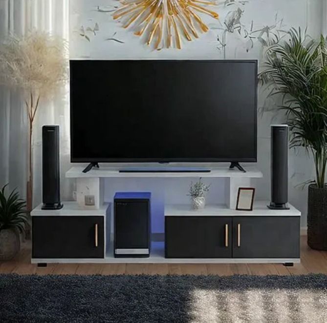 PROMOTION!】 Istanbul 2 Modern TV STAND With LED Lights Tv Stands Furniture High Quality Durable Classic Tv Unit
