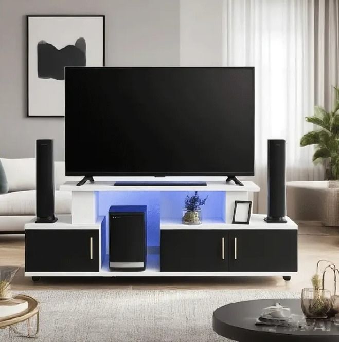 PROMOTION!】 Istanbul 2 Modern TV STAND With LED Lights Tv Stands Furniture High Quality Durable Classic Tv Unit