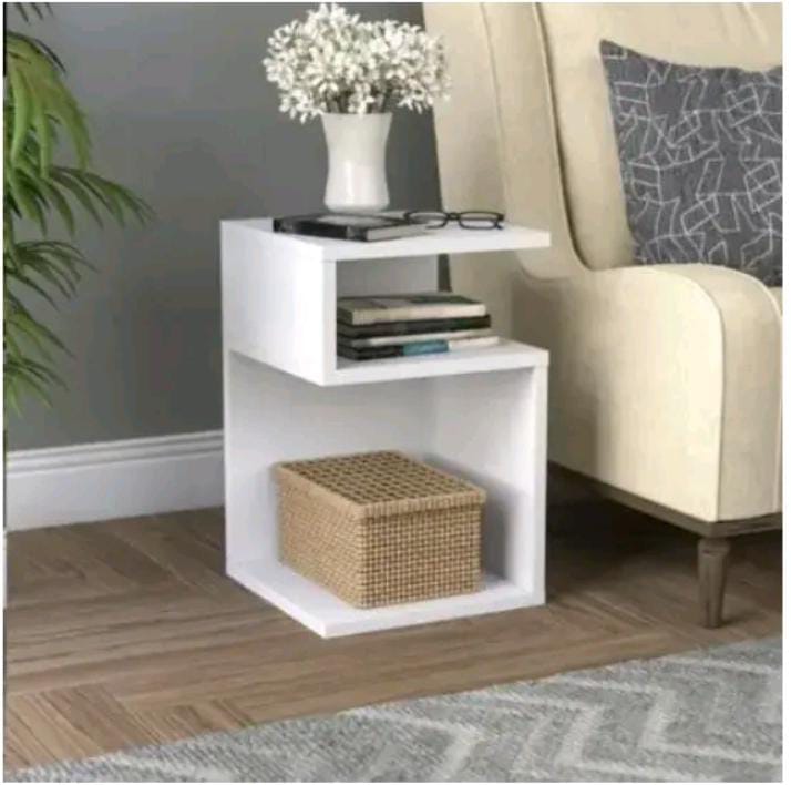 Elegant Modern S-Shaped Wooden Bedside Table | Stylish Nightstand for Organized Living Spaces
