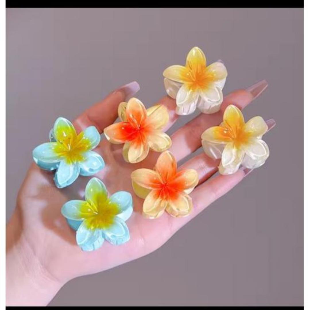 Hawiian acrylic flower 2pcs mini grab hair clip,strong hold ,cute mini hair clip for girls and women holiday gift