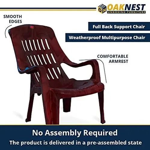 Cello Comfort Sit Chair with Arm Rest, Rosewood | 100% Polypropylene Stackable | Strong & Durable | Easy to Clean | for Living/Bed Room, Kitchen, Office Room, Outdoor.