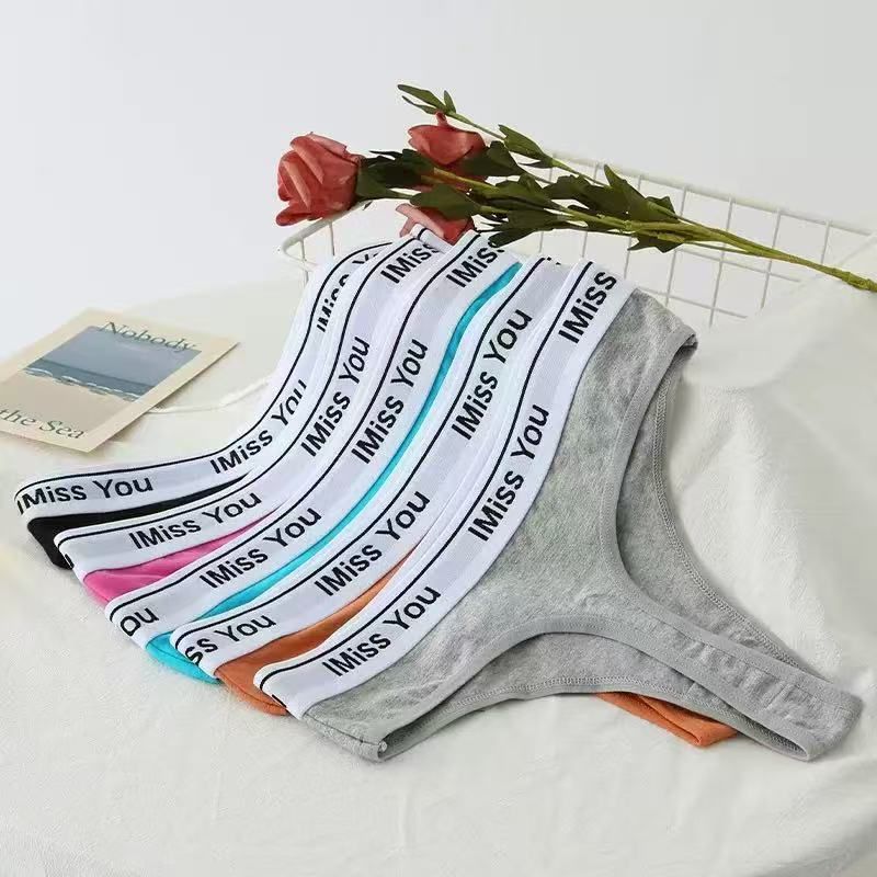 3PCs I Miss You Pure Cotton Thong Women Panties Ladies Panty(Hips 36-41inc)