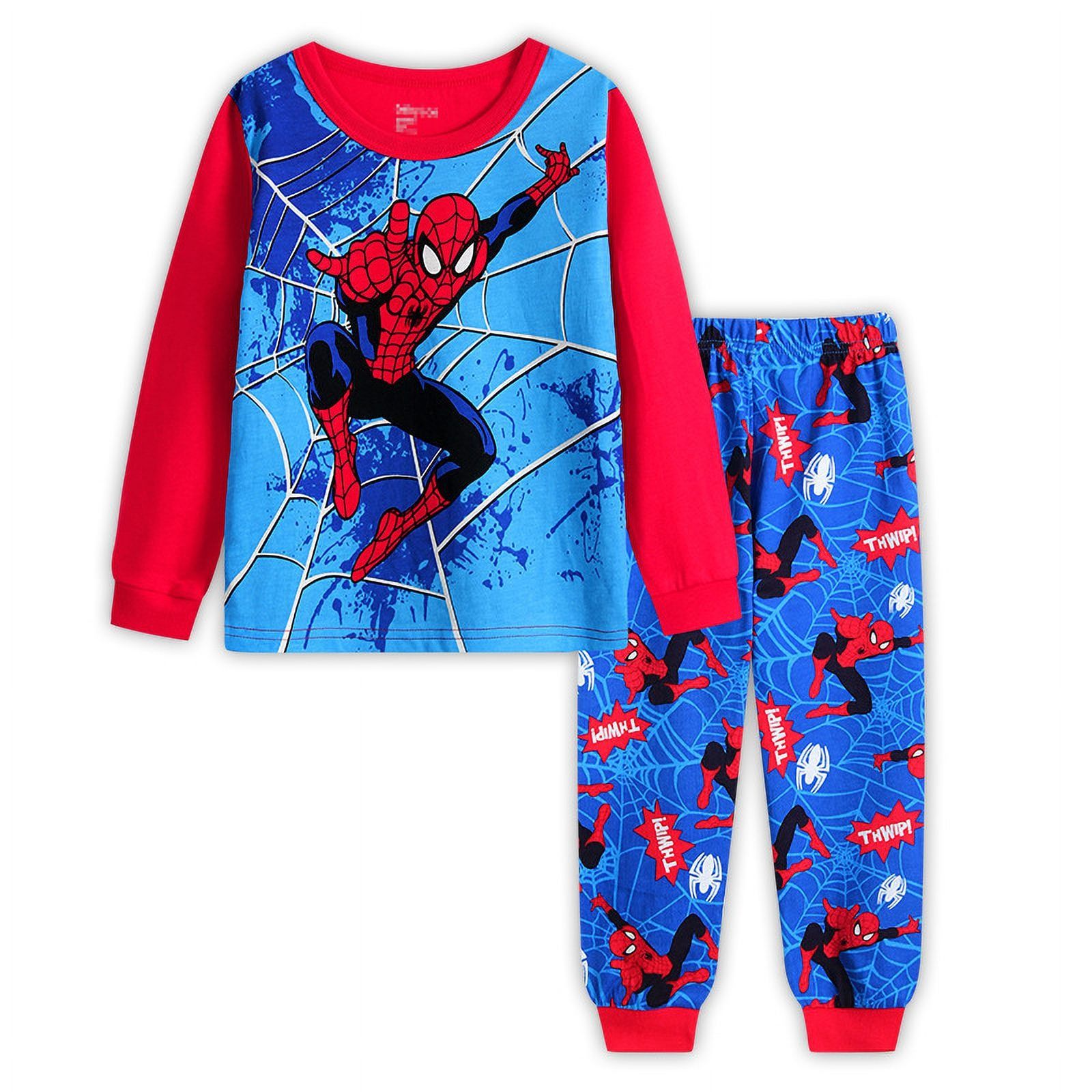 New Spider-man Boys Marvel Family Cotton Sleepwear Suit Sets Kids Long Sleeved+Pant 2Piece Clothes Sleepwear Sets 2yrs-6yrs