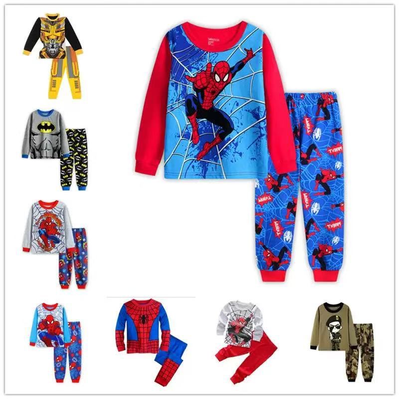 New Spider-man Boys Marvel Family Cotton Sleepwear Suit Sets Kids Long Sleeved+Pant 2Piece Clothes Sleepwear Sets 2yrs-6yrs