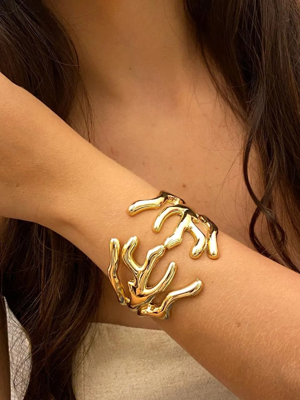 Jewelry Boutique 1 Chunky Bangle Gold Color Geometric Metal chunky Bangles for Women