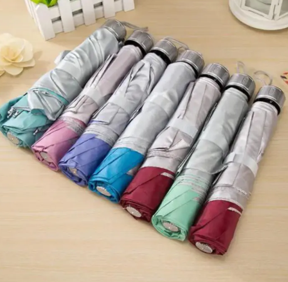 Pocket Umbrella foldable bag UV-resistant solid colour folding umbrella for sunny and rainy days.