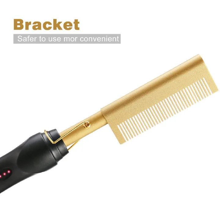 2 in 1 Hot Comb Straightener Electric Hair Straightener Hair Curler Wet Dry Use Hair Flat Irons Hot Heating Comb For Hair Send the hook