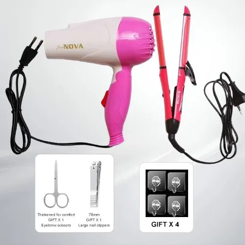 Fashionable Foldable hand hair dryer with 2-in-1 straightener and curler，beautiful and the king of high cost performance
