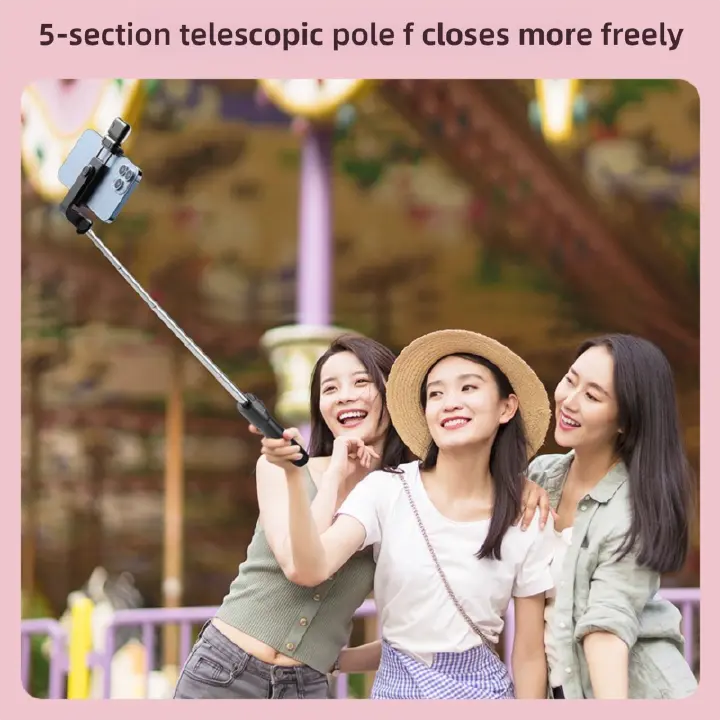 Extended Black Bluetooth selfie stick 3in1 phones tripod stand fill light telescopic selfie stick wireless remote control tripod Bluetooth live streaming mobile phone stands