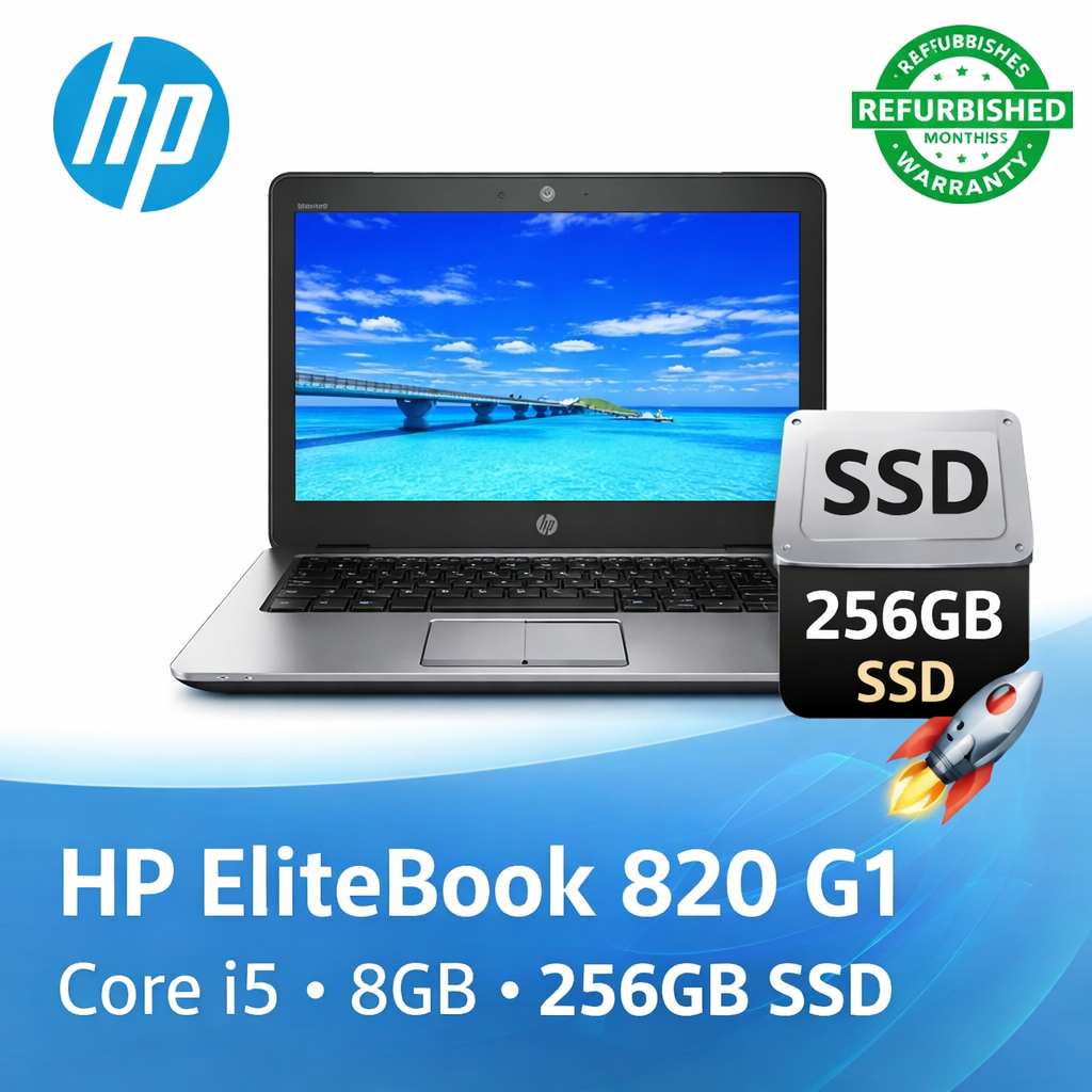 HP EliteBook 820 G1 Laptop Core i5 8GB RAM 256GB SSD 12.5” Windows 10