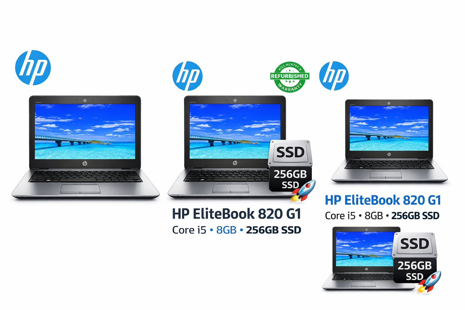 HP EliteBook 820 G1 Laptop Core i5 8GB RAM 256GB SSD 12.5” Windows 10