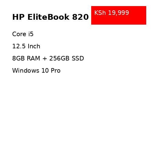 HP EliteBook 820 G3 Laptop Core i5 8GB RAM 256GB SSD 12.5” Windows 10